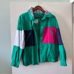 Vintage Colorful Patchwork Nautical Windbreaker Jacket